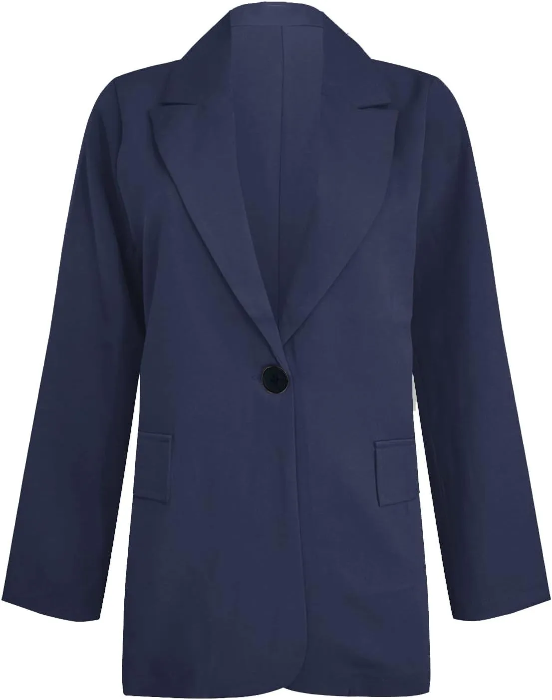 Womens 2025 Casual Temperament Solid Blazers Lapel Button Long Sleeve Cardigans with Pockets Loose Slim Formal Jackets