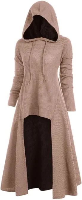 Women's Hooded High Low Drop Shoulder Longline Sweater
