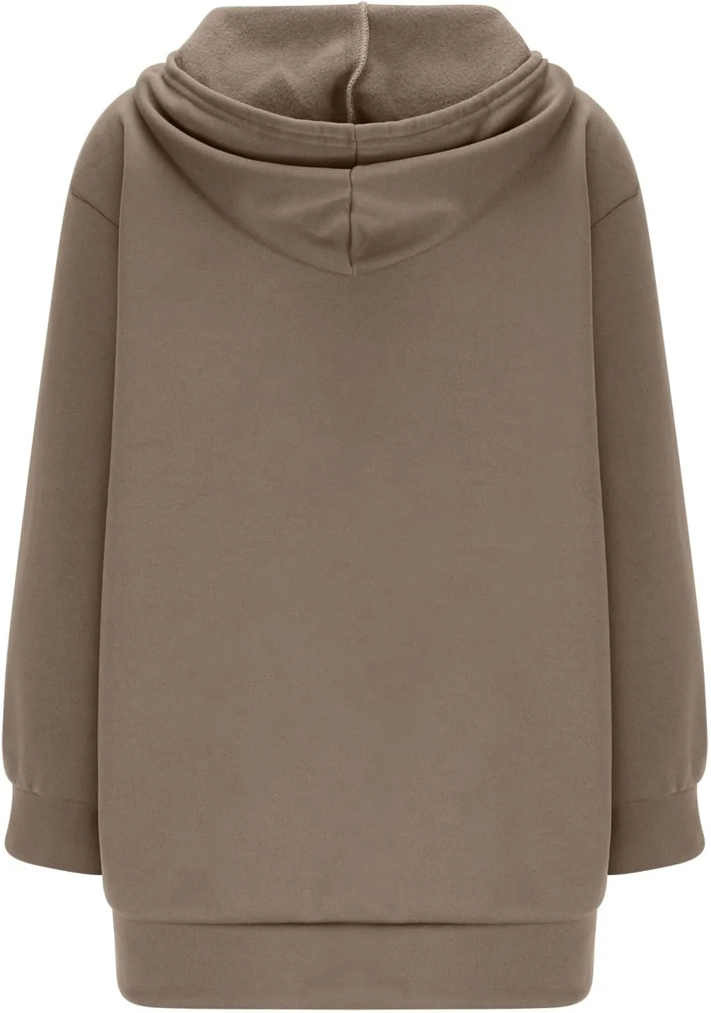 Womens Longline Hoodie Fall Winter Full Zip up Drawstring Sweatshirt Ladies Knee Length Pullover Hooded Jacket Pocket